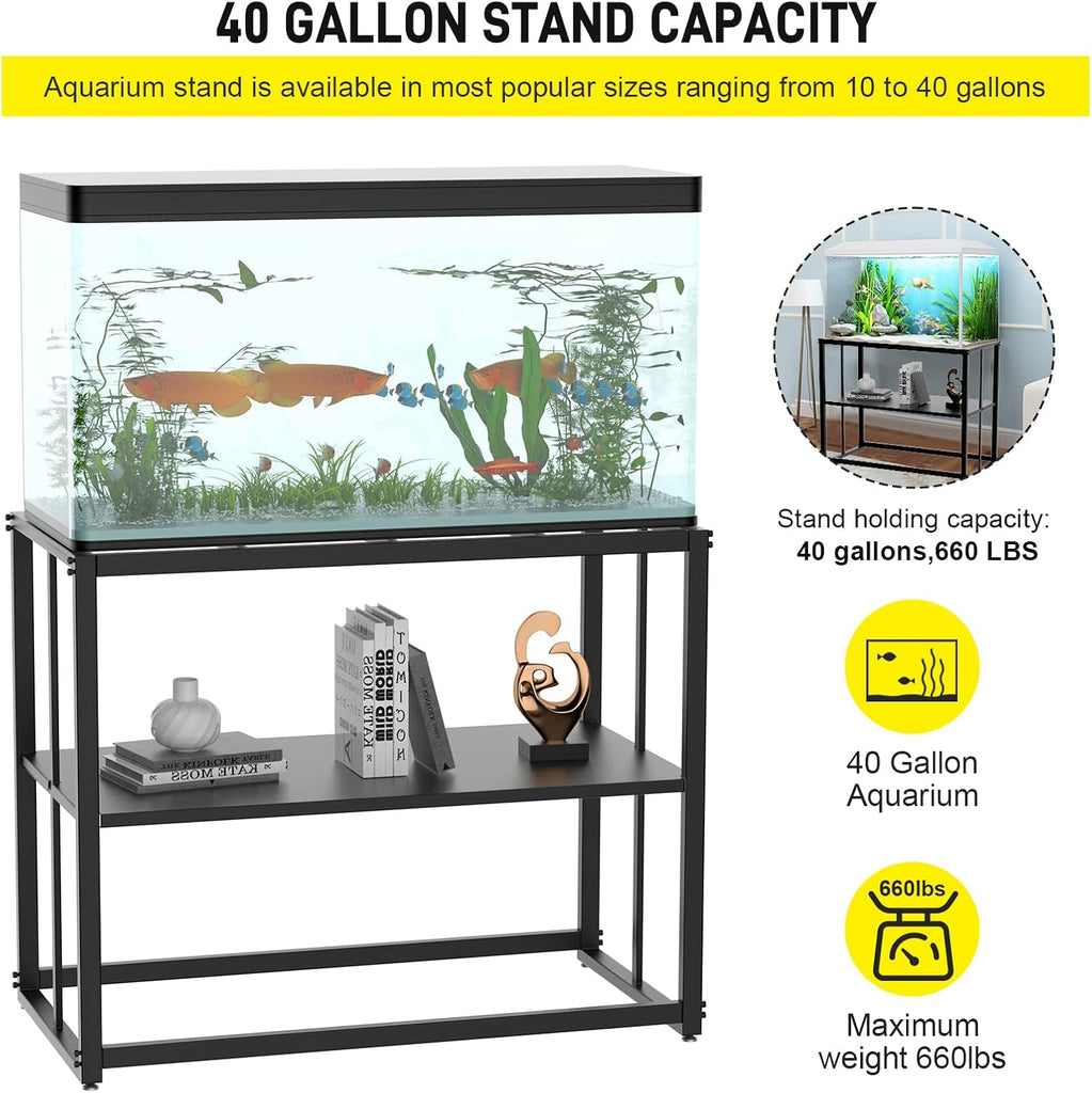 Fish Tank Stand Metal Aquarium Stand 40 Gallon Aquarium Turtle Tank 36.5" x 18.5" x 29.5"