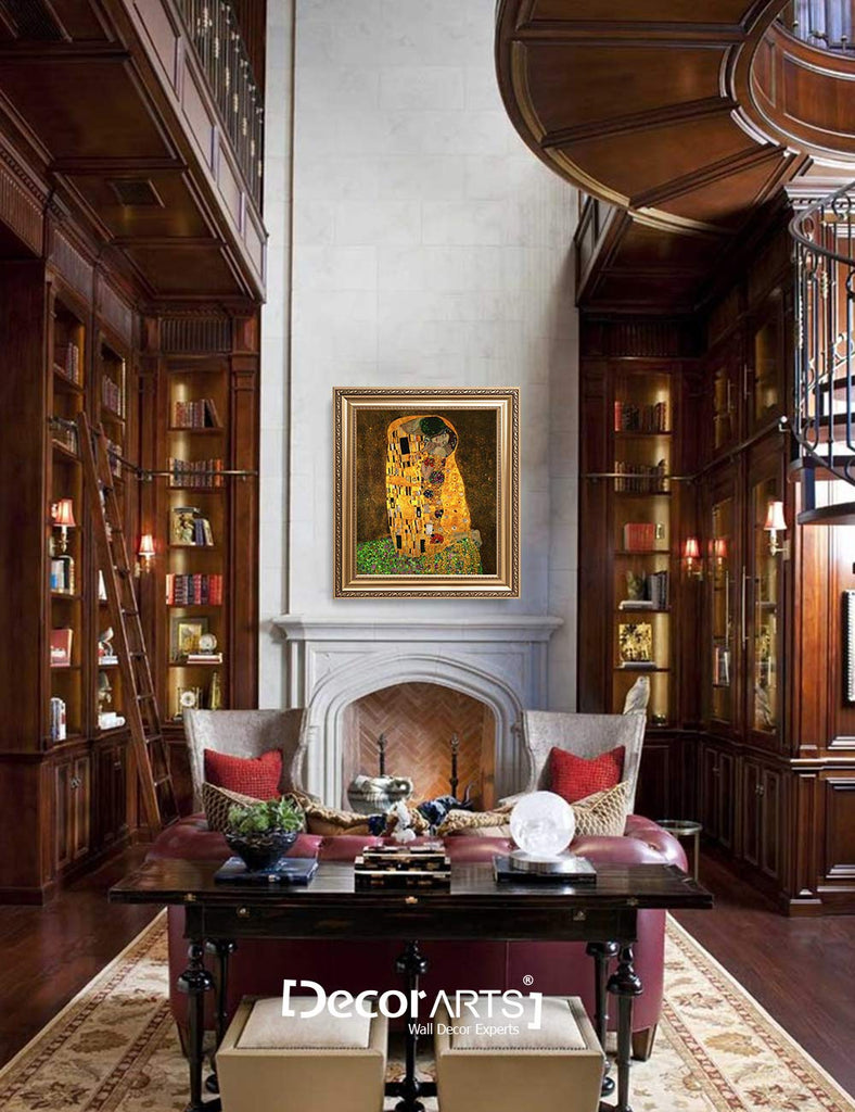 Gustav Klimt Wall Art Framed, The Kiss Framed Wall Art, 26x30''