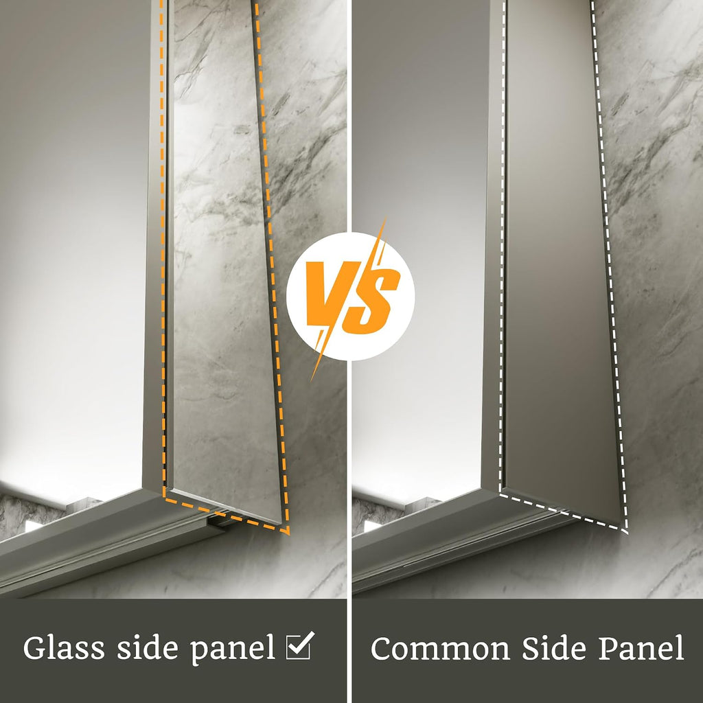 16 x 24 in Medicine Cabinet with Mirror and Side Panels, Silver | Surface or Recessed Medicine Cabinet Mirror with