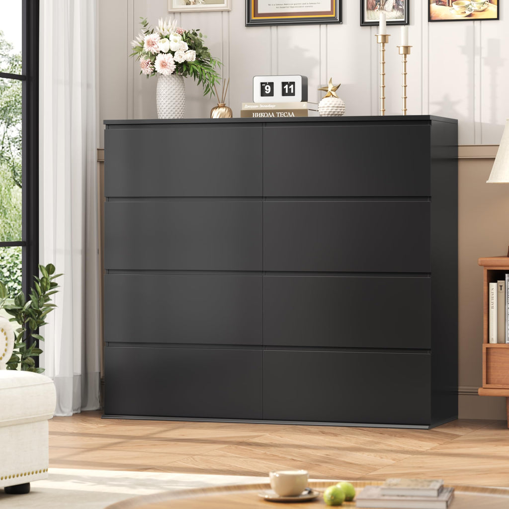 Black Dresser, Dresser, 8 Drawer Chest of Drawers