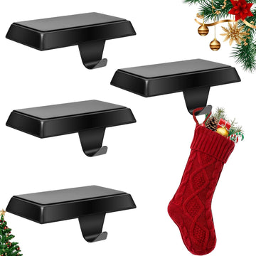 4 Pack Christmas Stocking Holders for Mantle Heavy Duty Stocking Hangers Stocking Hook Christmas Ornaments for