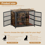 42" Furniture Style Large Dog Crate with Wheels, Metal Chew-Resistant Dog Kennel Indoor for Large & Medium Dogs