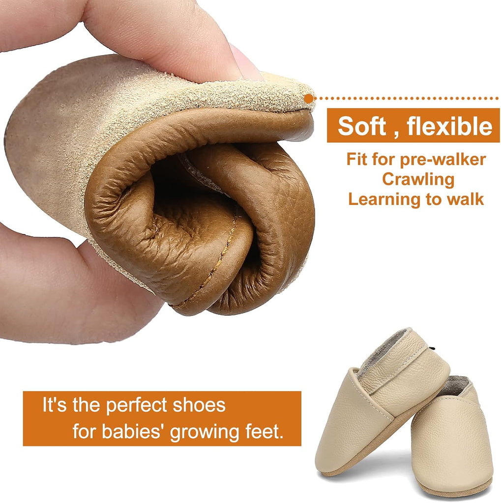 Soft Sole Baby Shoes Leather Baby First Walking Crib Shoes Slip-on Baby Moccasins Infant Toddler Pre-Walker Shoes
