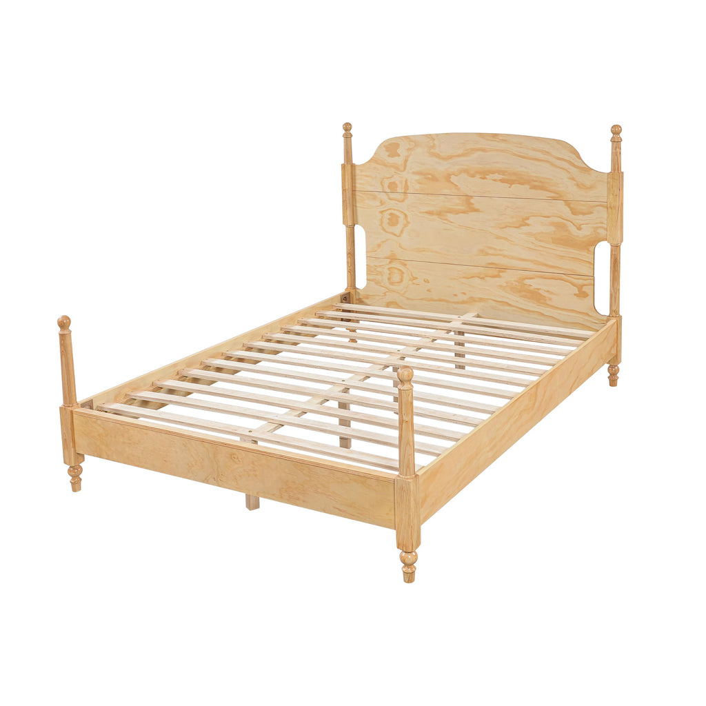 Kane Wooden Bed Frame with Headboard, Farmhouse Bed Frame and Arched Headboard, 4-Poster