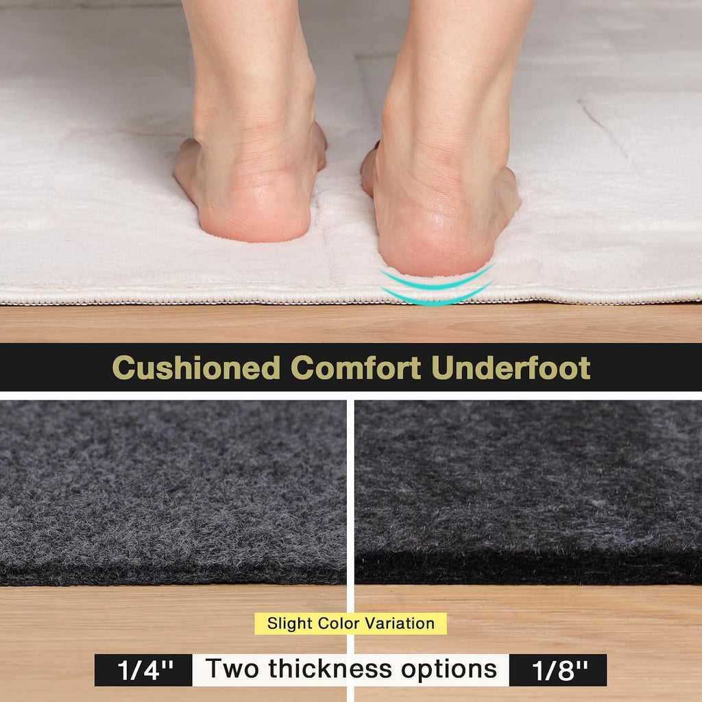 Rug Pad 8x10 Non Slip for Hardwood Floors, 1/8" Extra Thick Waterproof Felt Carpet Pad, Low Profile Underlay for Area