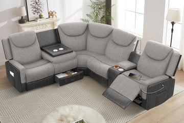 Home Theater Seating, Manual Recliner Sectional Sofa for Living Room