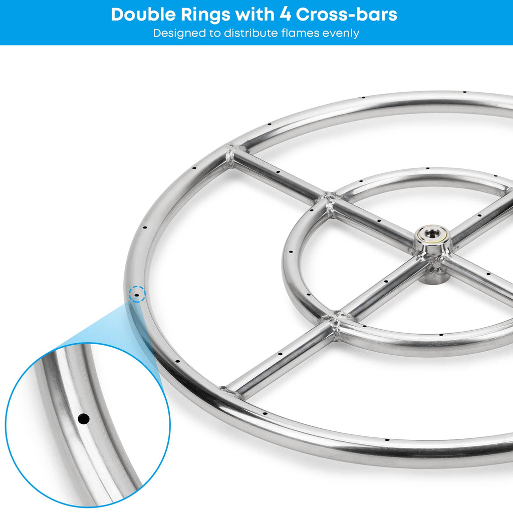 Natural Gas Fire Pit Stainless Steel Burner Ring Installation Kit