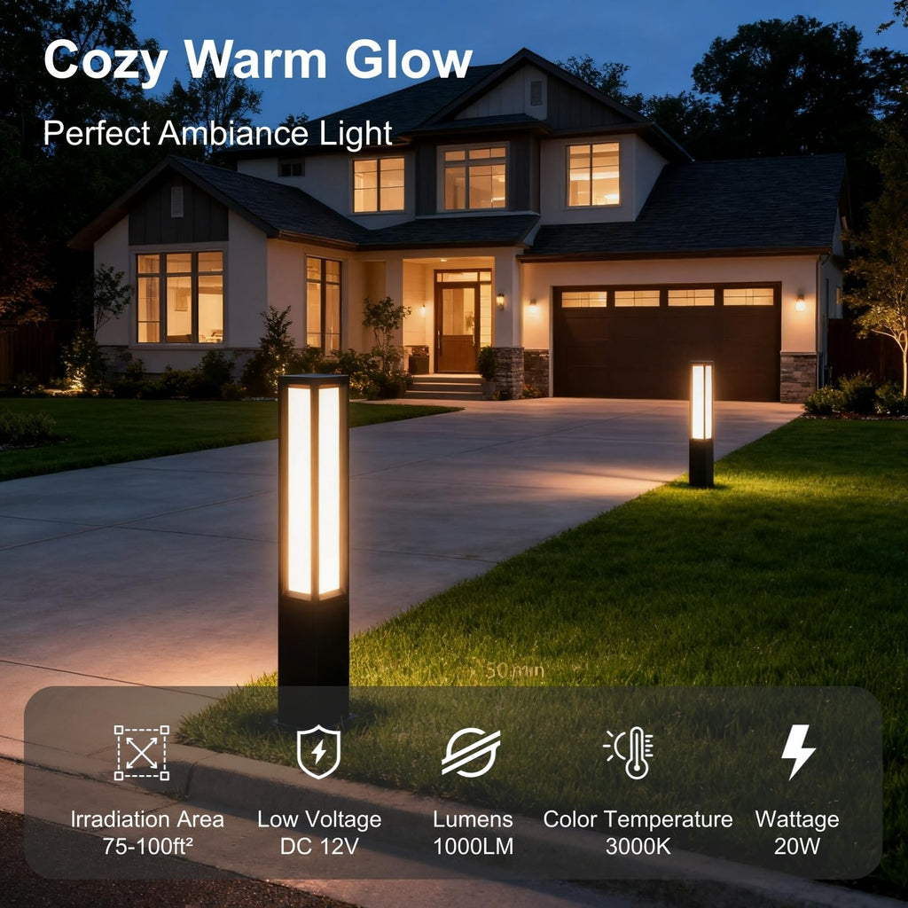 32" Bollard Light, 12V Low Voltage Aluminum LED IP65 Waterproof Modern Outdoor Landscape Path Lights 3000K Curb