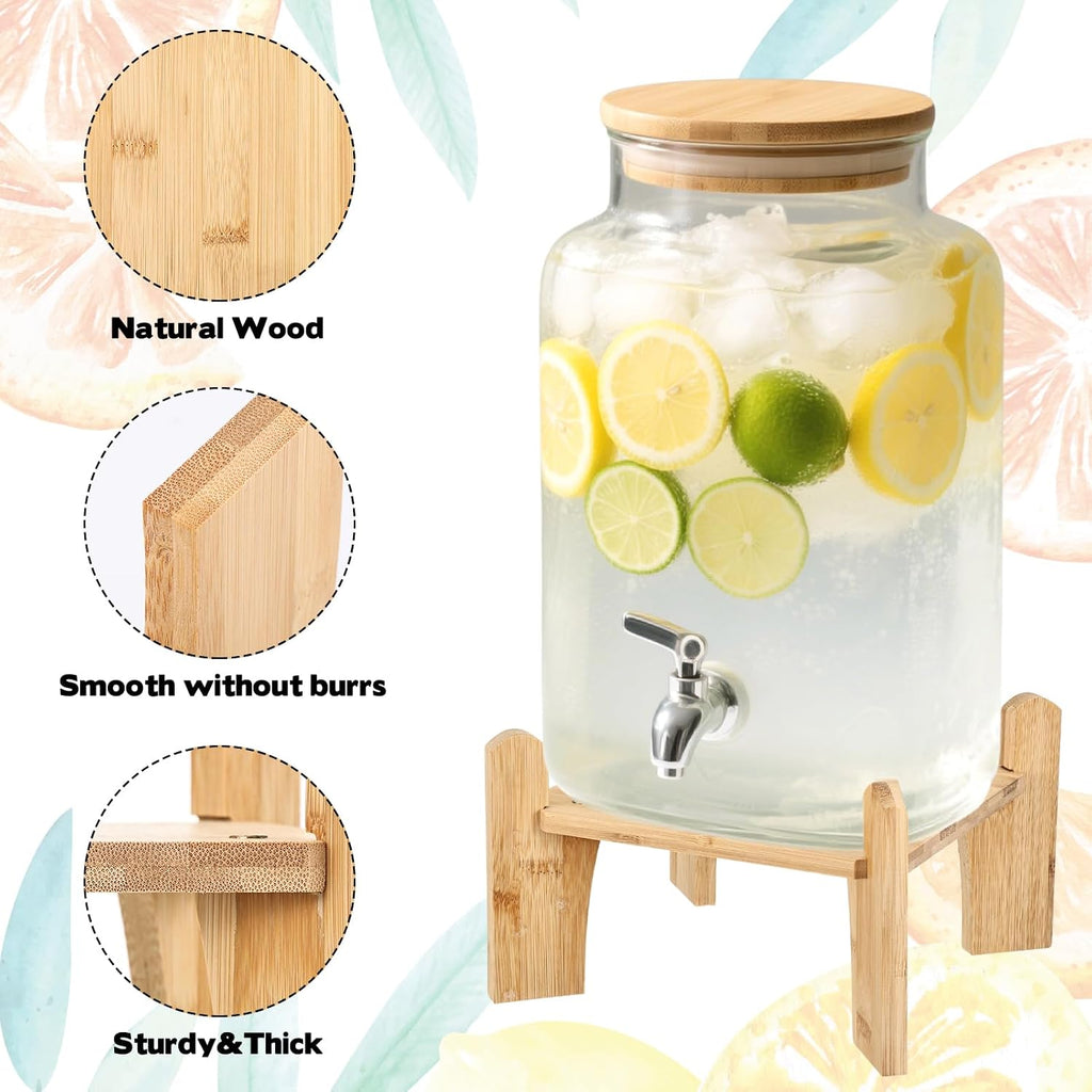 Natural Wooden Drink Dispenser Stand, Beverage Dispenser Stand and Water Jug Holder Glass Water Jugs Base