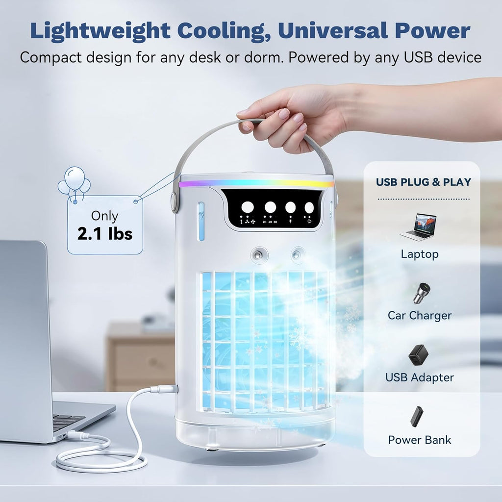 Portable Air Conditioners, Personal Evaporative Air Cooler 1200ML with Ice Cooling Mist Fans That Blow Cold Air Like