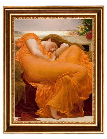 Flaming June By Frederic Leighton Composition Oil Painting Reproduction Giclee Wall Art Canvas Prints-Framed Size: