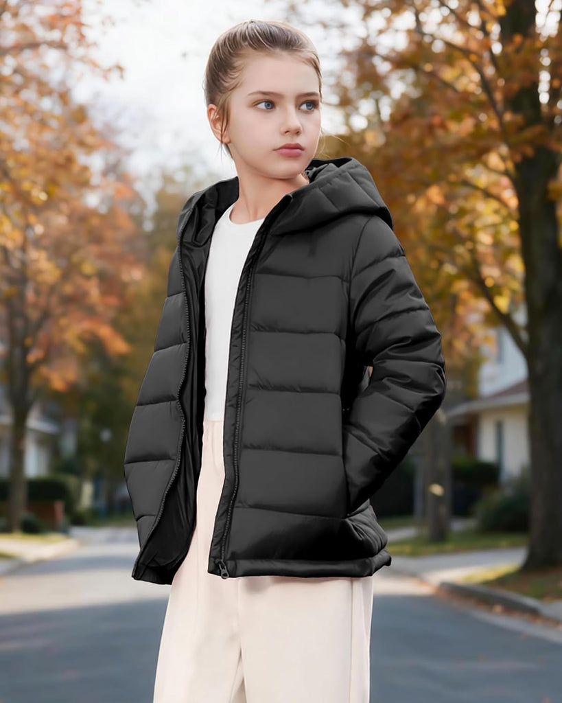 Hooded Puffer Jackets for Girls Lightweight and Packable Autumn a Winter Coat