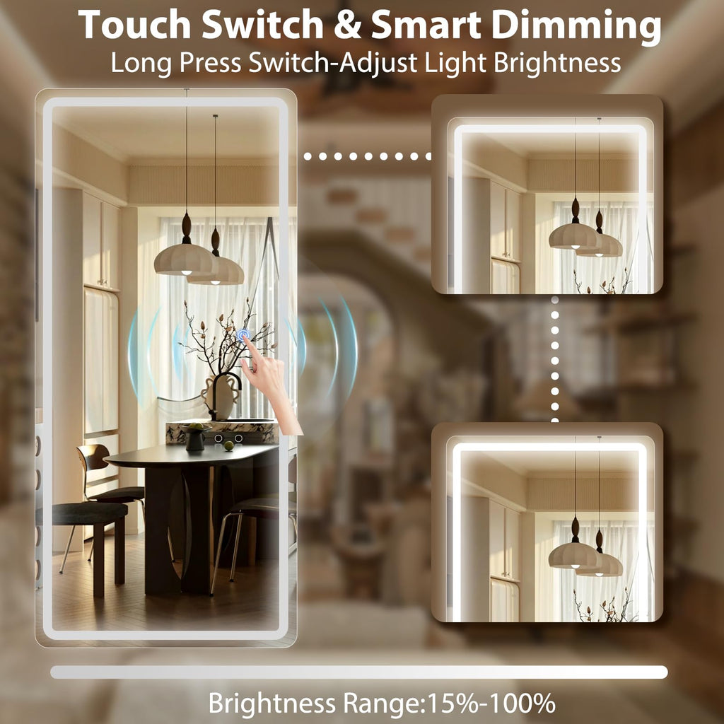 LED Full Length Mirror 71x32 inch Oversized Body Mirrors with Lights