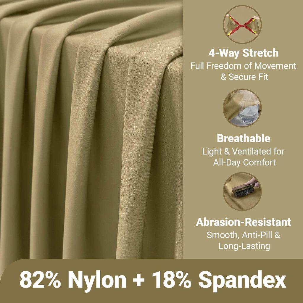 3 Yards Khaki Nylon Spandex Fabric, 59 Inch Wide