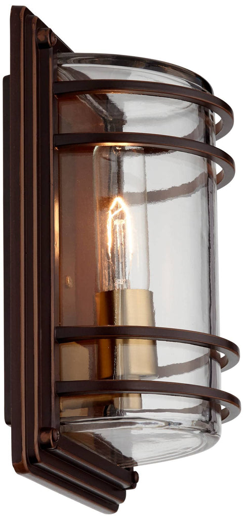 Habitat 11" High Bronze Rustic Outdoor Wall Light Fixtures Set of 2