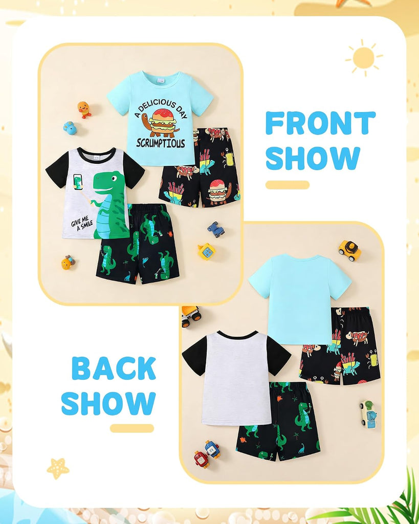 Toddler Baby Boy Summer Clothes Short Sleeve T-Shirt Crewneck Top Piece Shorts Set Infant Baby Boy Outfits