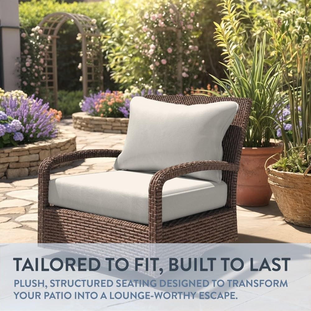 Outdoor Deep Seat, Patio Seat Cushion, 24 x 48 Inch, Premium Outdoor Memory Foam, Fade Resistant, Solstice Olefin