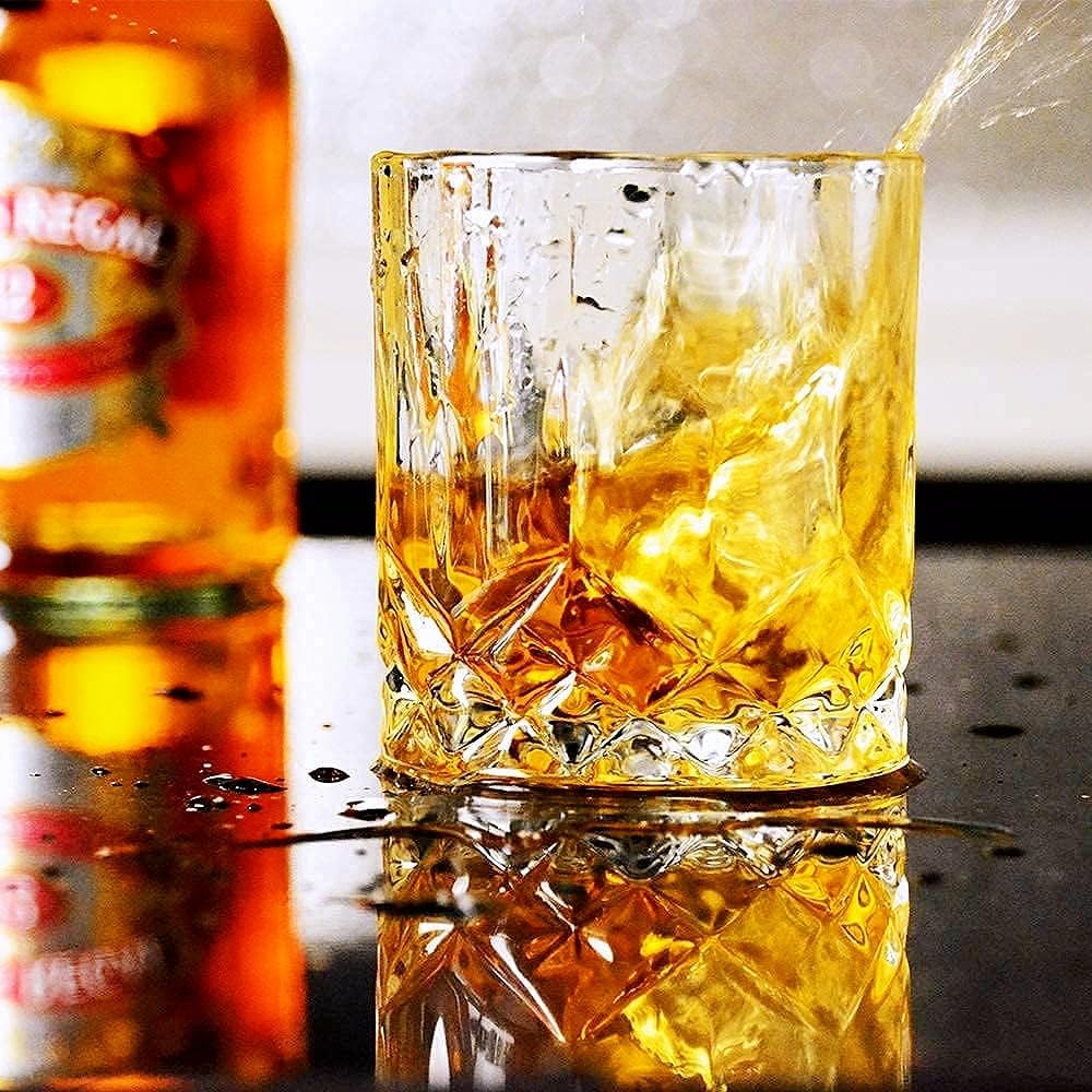 Whiskey Glasses Set of 4, Rock Glasses,11 oz Lead-Free Crystal Bourbon Glass,Old Fashioned Glass for