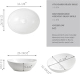16'' X 13'' Oval Bathroom Vessel Sink,Ceramic Bathroom Sink Bowl
