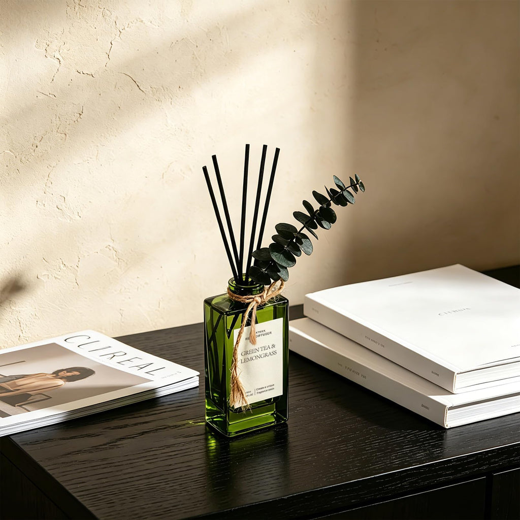 Green Tea & Lemongrass Reed Diffuser, 5.07oz Bathroom Air Freshener