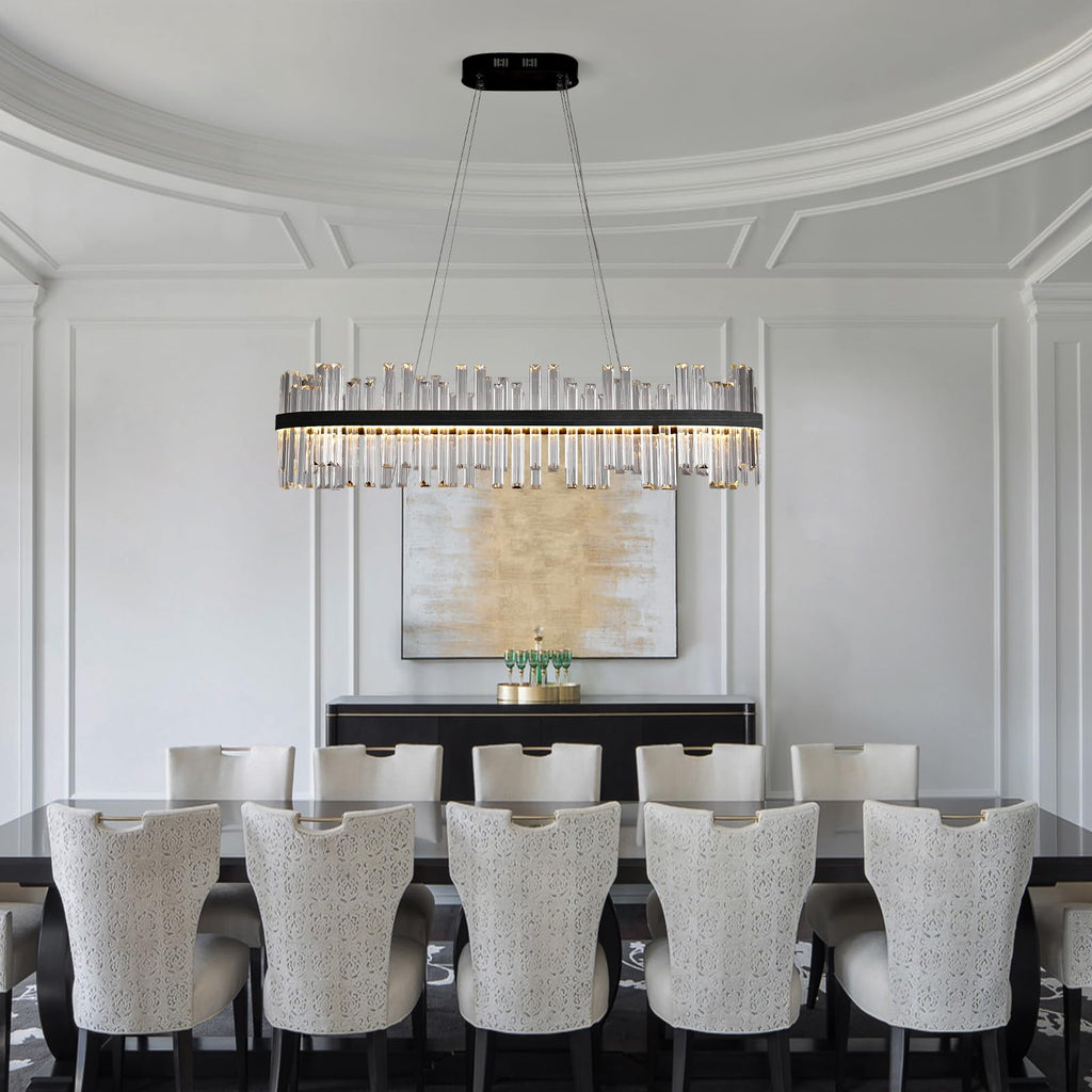 Black Led Modern Crystal Chandelier,Rectangle Chandeliers