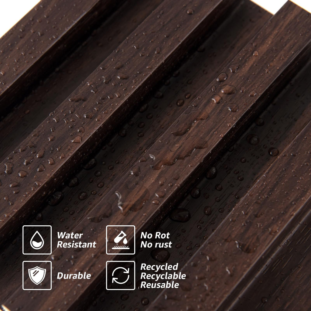 96 x 6 Inch WPC Wood Diffuser Slat Wall Panel, 8-Pack, Black Walnut