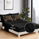 Black Comforter Set Queen, Gold Damask Texture 7 Pieces Bed in a Bag Microfiber Comforter Bedding Sets -1 Comforter