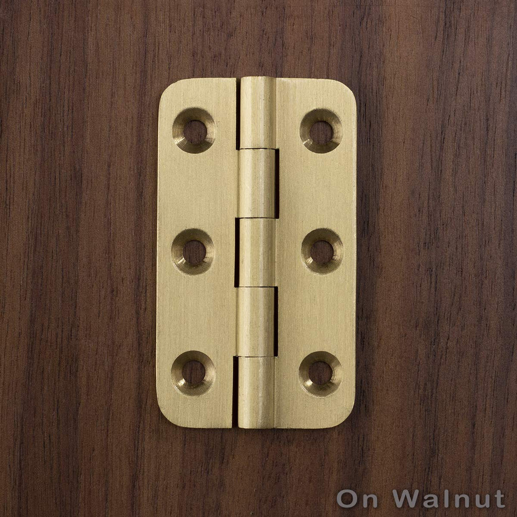 2 Inch Brushed Solid Brass Butt Hinges with Screws, 4 PCS
