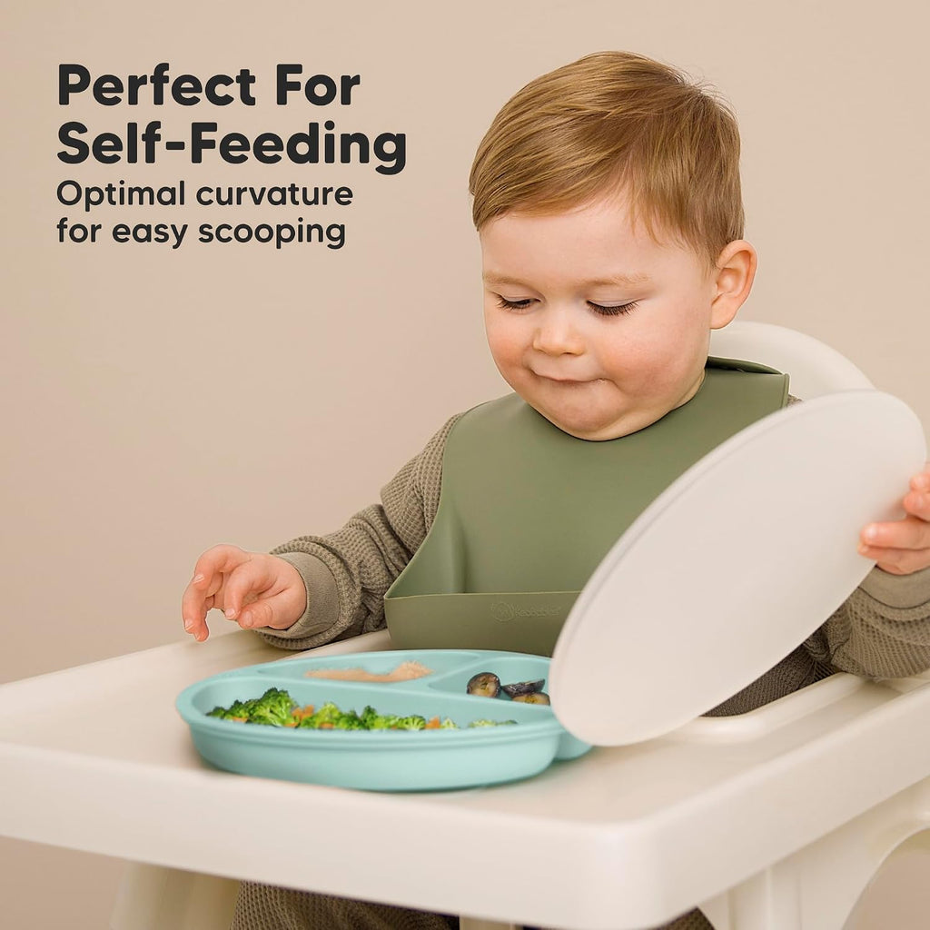Suction Plates with Lids for Baby, 3pk, BPA-Free Silicone, Amaze