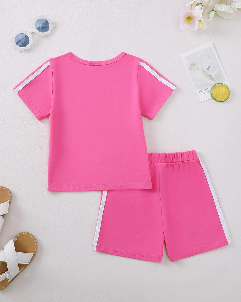 Toddler Baby Girl Clothes Short Sleeve Crewneck Tops T Shirts Solid Color Shorts 2 Piece Set Summer Outfits
