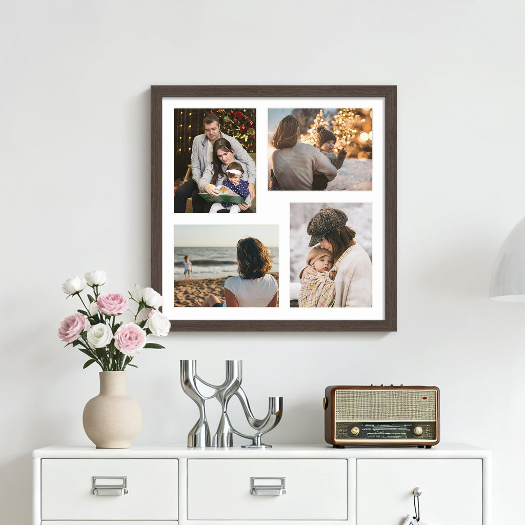 20x20 Collage Frame For 4 8x10 Photos Walnut