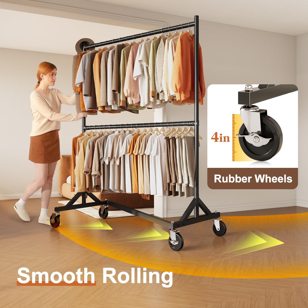 Z Rack, Clothes Rack Hold 550LB Adjustable Height Black 2 Packs
