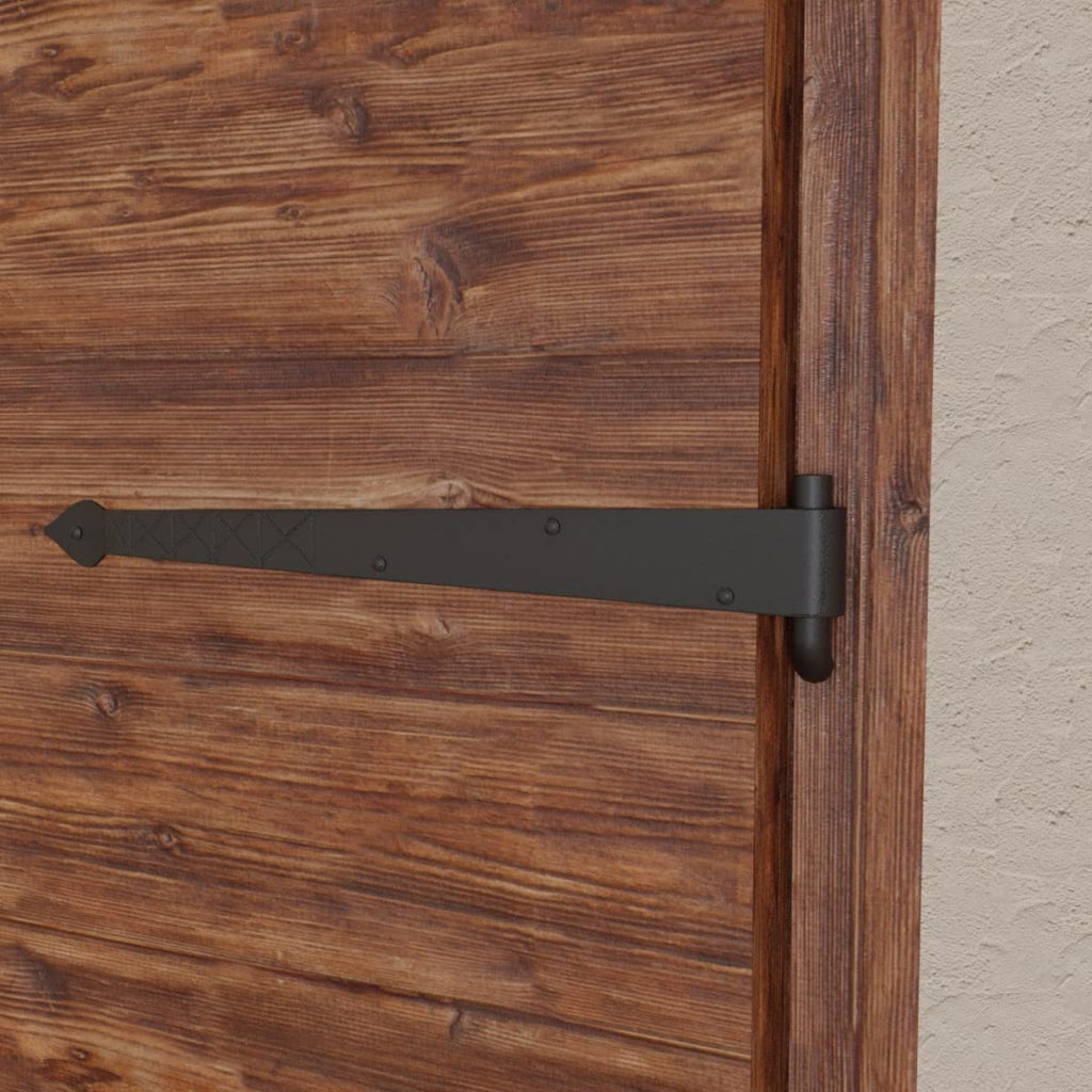 Supply Black Spear Tip Strap Pintle Hinge 16 in. Long Diamond Etch Style Wrought Iron Lift Off Pin Hinges for Doors