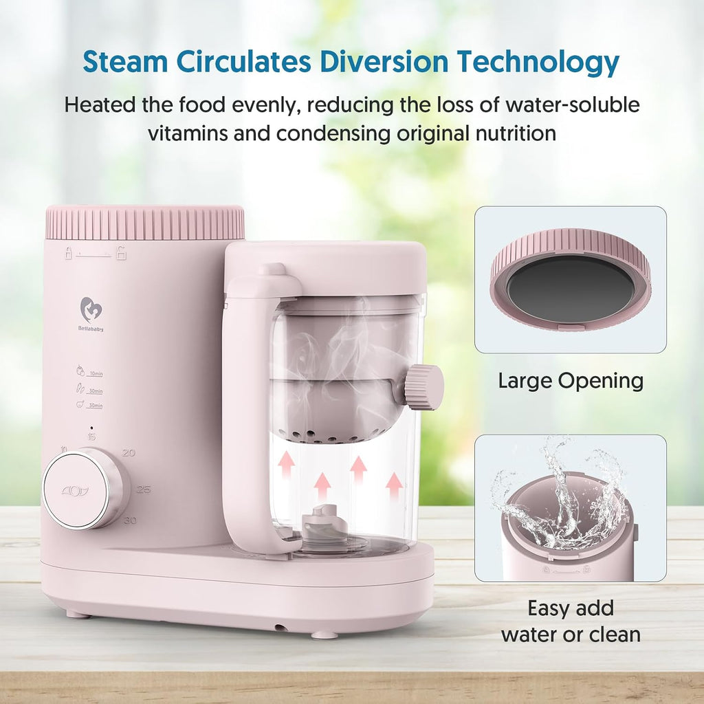 Food Maker Baby Food Processor, Puree Blender Steamer with Reversible Steam Basket, One Button Easy Operation & Large