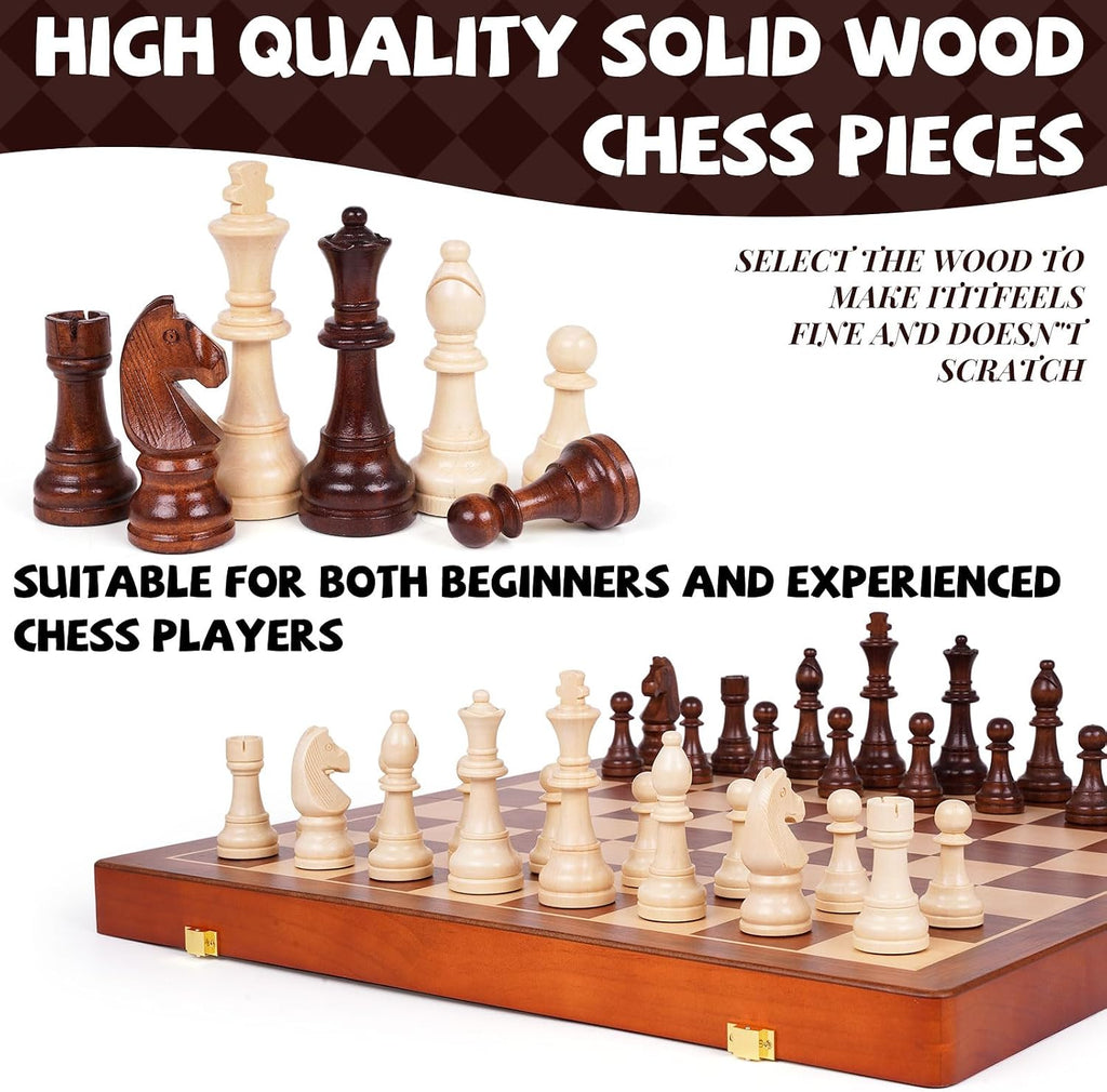20 Inch Super Large Wooden Chess Set, Hand-Carved Wooden Chess Pieces with 4.5" King, Built-in Storage & 2 Extra