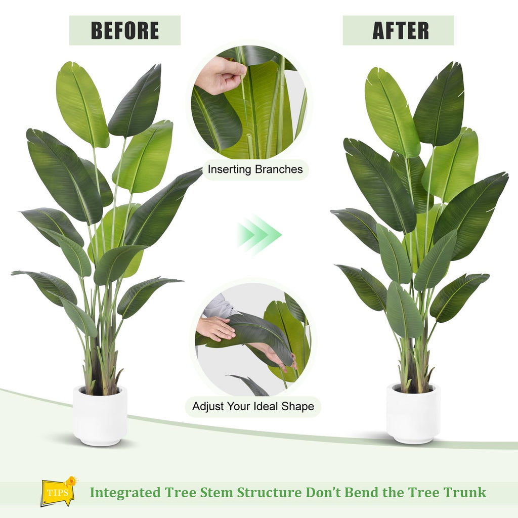 Artificial Bird of Paradise Plant 6Ft Tall Fake Tropical Palm Tree Large Fake Plants with 13 Silk Banana Leaves Faux