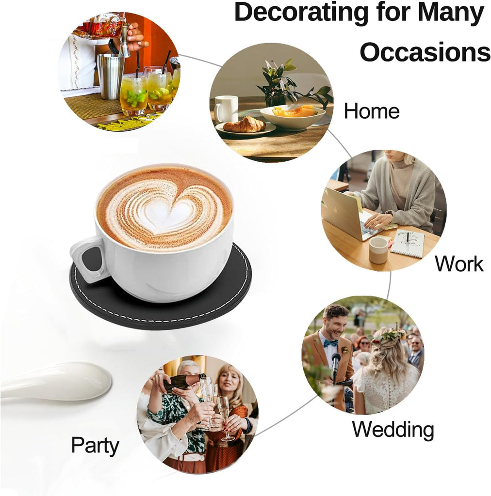 Personalized Coasters,Custom Leather Coaster for Drinks with Holder,DIY Customized with Name/Photo/Logo - Set of 6