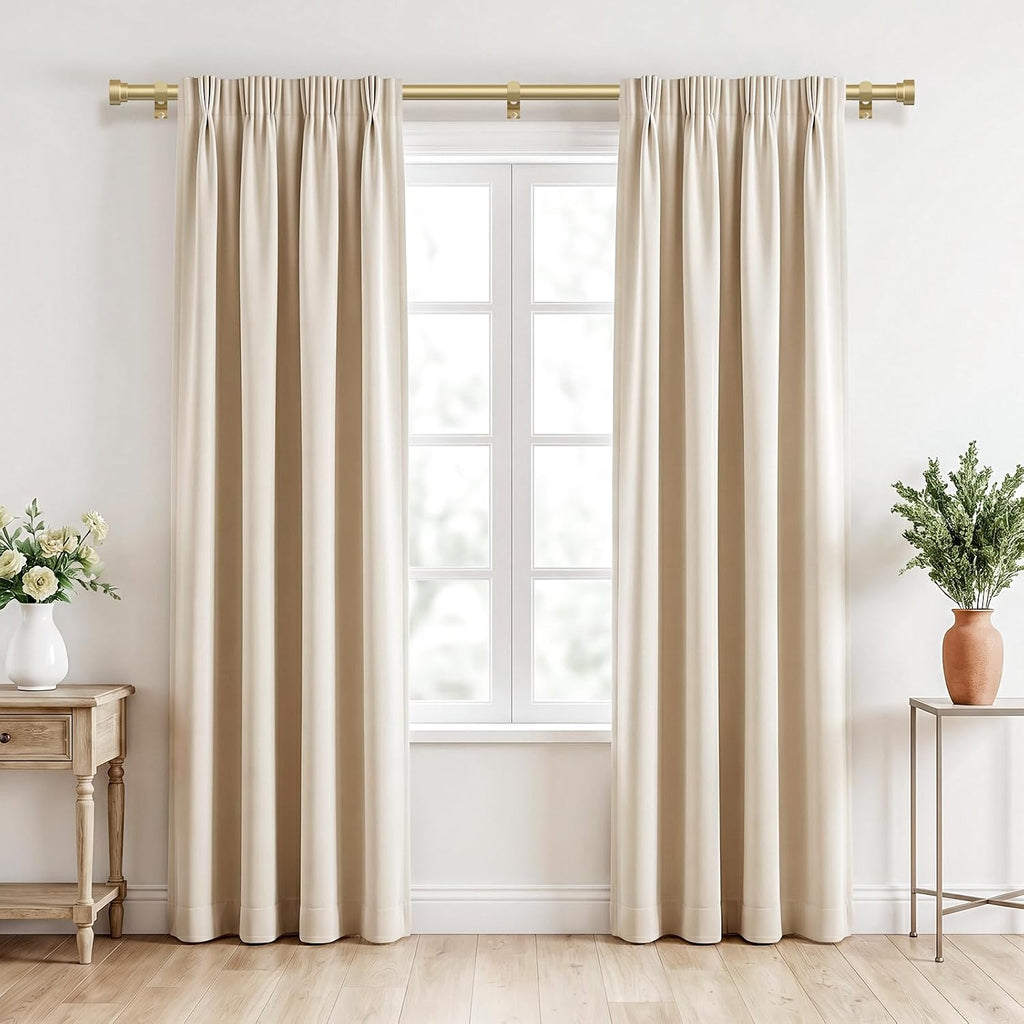 Gold Curtain Rods for Windows 48 to 84 Inch,1 Inch Heavy Duty Curtain Rods,Adjustable Modern Drapery Rod,Window