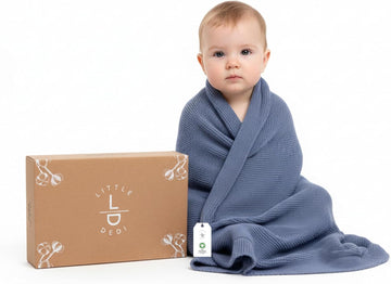 100% Organic Cotton GOTS Certified Baby Knitted Blanket with Gift Box - Soft Toddler, Crib, Stroller Blanket