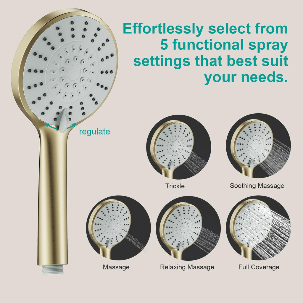 Shower Slide Bar Handheld Shower Head with Hose, 5-Function Hand Shower with Wall Mount, shower slide bar, adjustable