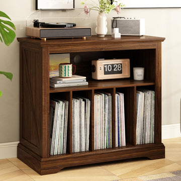 Large Farmhouse Record Player Stand, 31.5" Turntable Stand, Brown