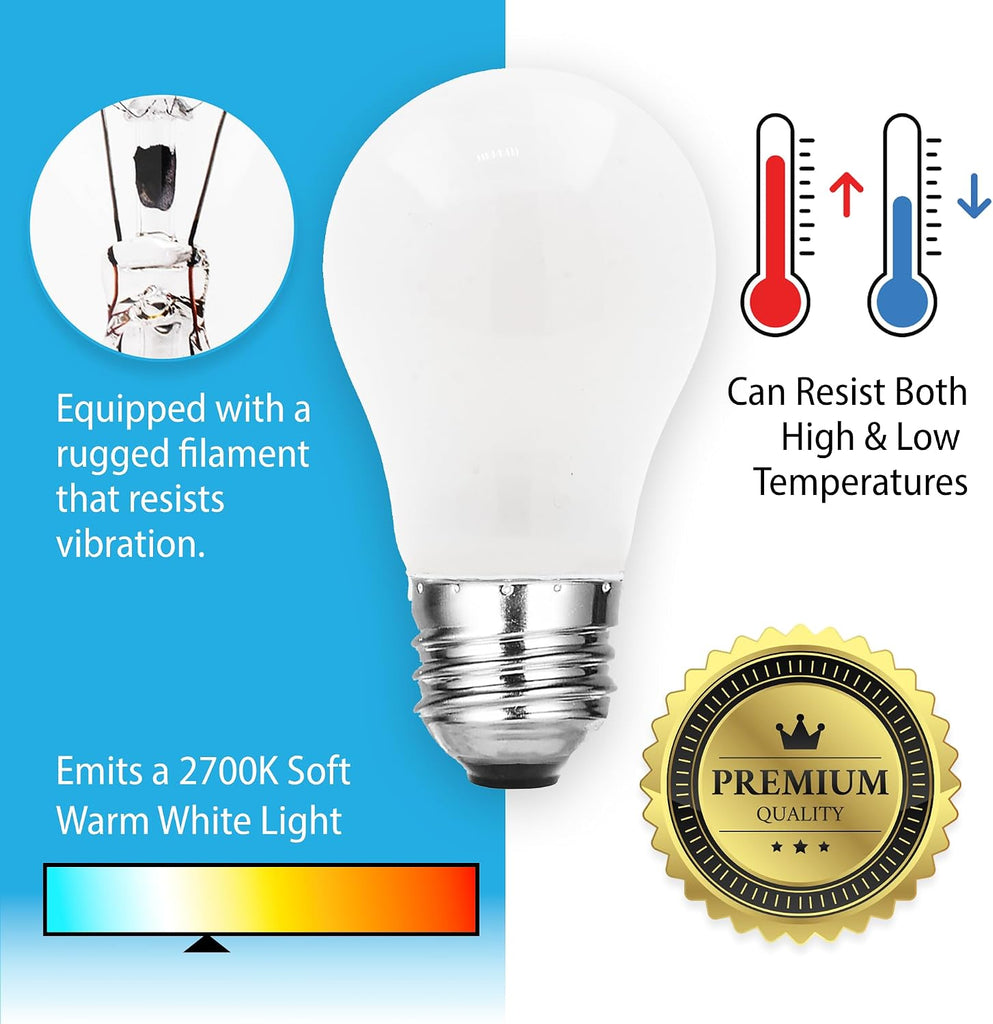 Frosted E26 A15 Incandescent 40w Appliance Light Bulbs