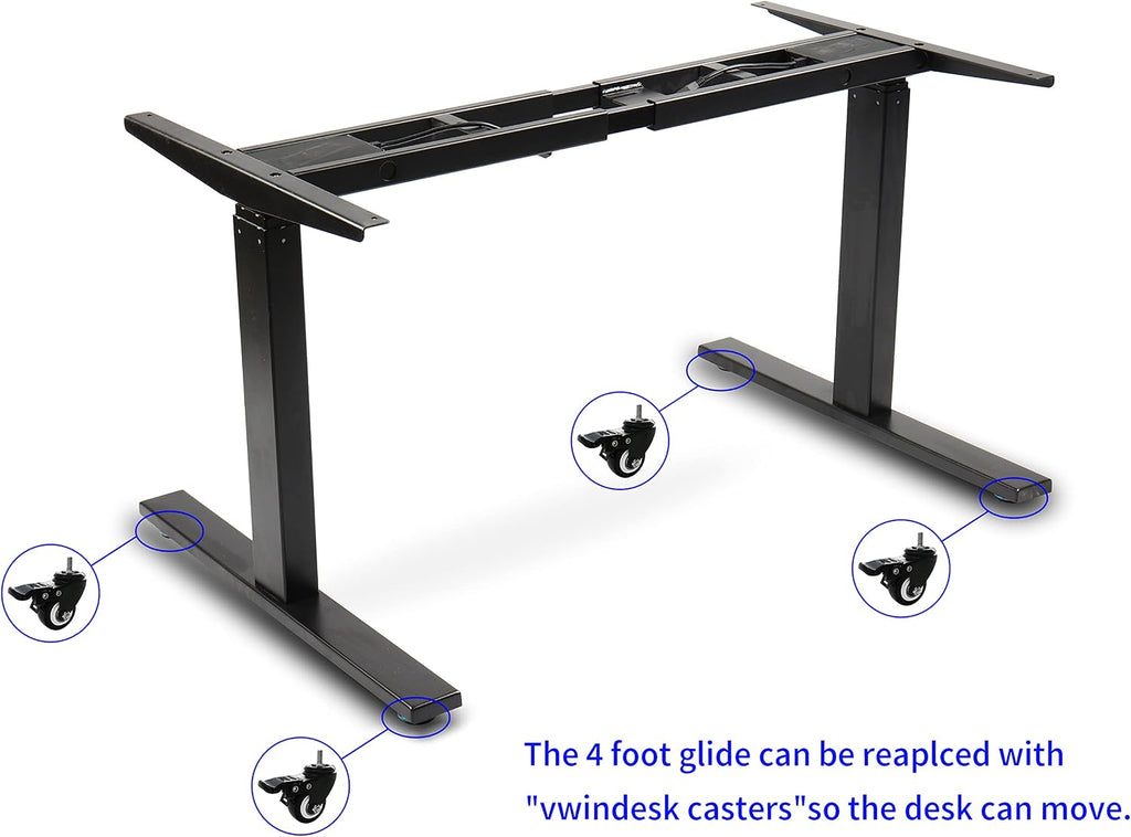 VJ201-S3 Dual Motor 3-Stage Electric Sit Stand Desk Frame Only, Black