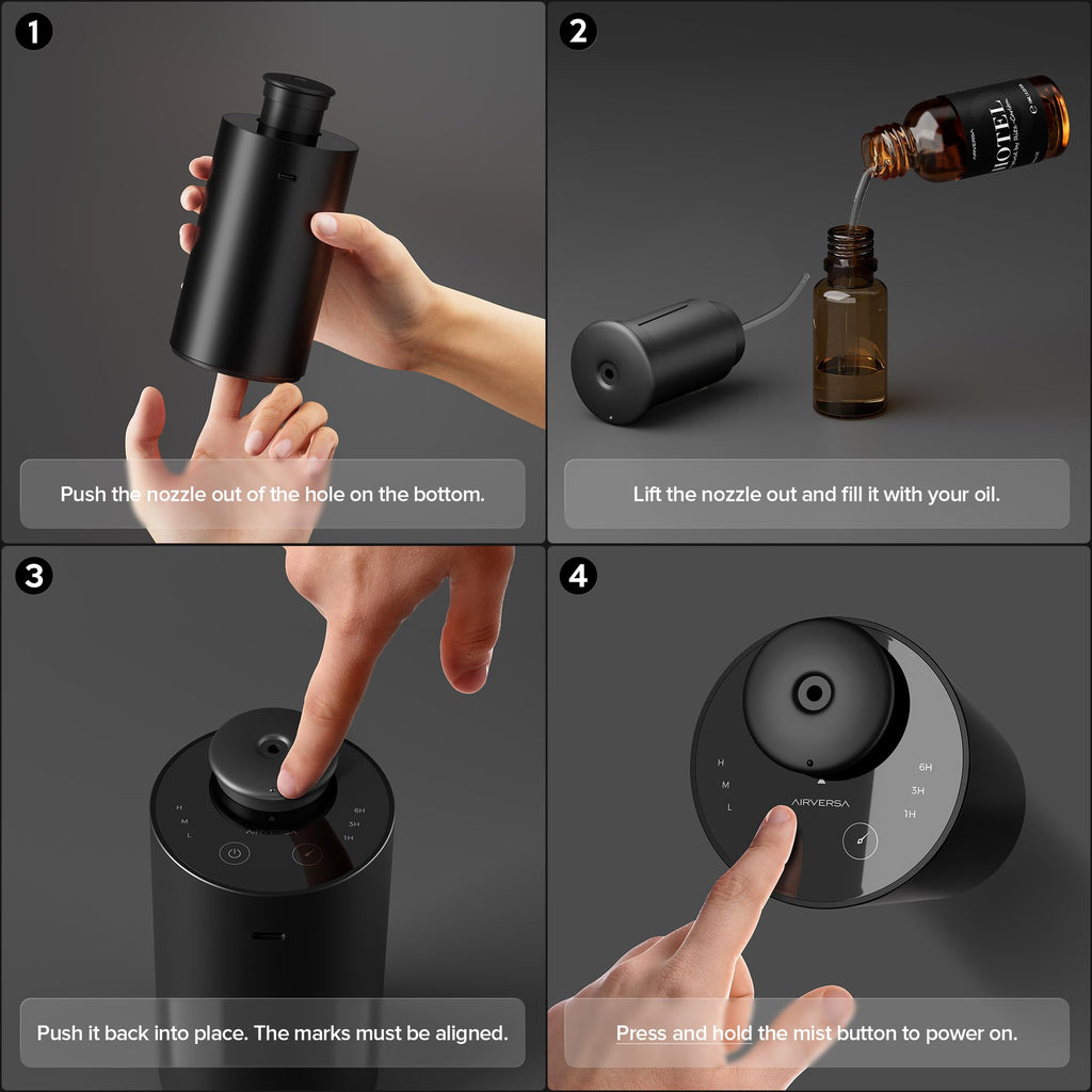 ANX Waterless Diffuser for Essential Oil, Room, Black
