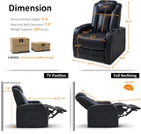 MCombo Dual Motors Leather Recliner with Power Headrest, Home Theater Seating with Armrest Storage HTS422 (Black)