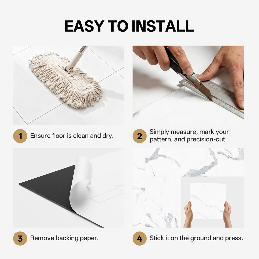 Peel and Stick Floor Tile Waterproof,Durable & Easy to Clean