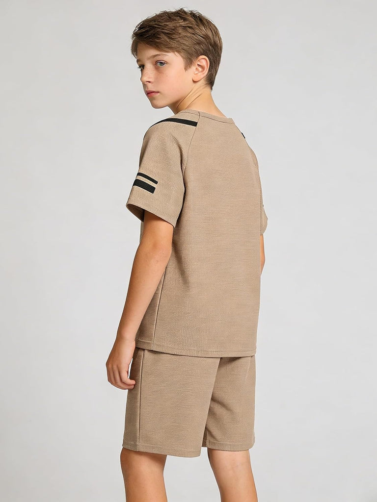 Tween Boys Clothes Summer Simple Print T-Shirt And Shorts Set 2 Pieces Teen Trendy Outfits