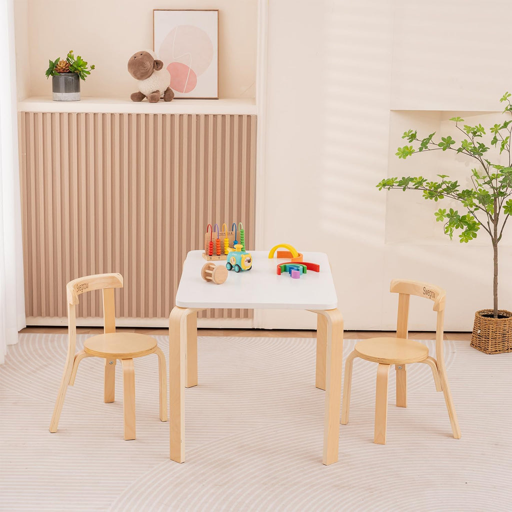 Kids Table and 2 Chairs Set, Wooden Table and Chairs for Kids & Toddler,Kid Wooden Furniture