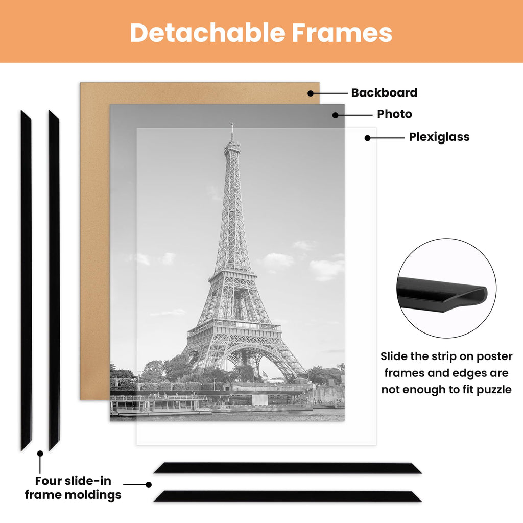 16x20 Poster Frame, Easy Slide-In Assembly, Black, 3 Pack