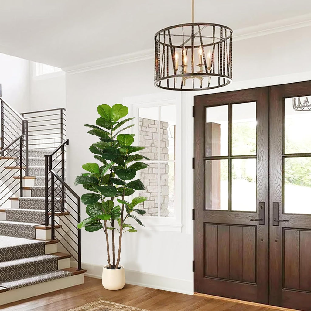 6ft Fiddle Leaf Fig Tree Artificial with Tall Exquisite Planter